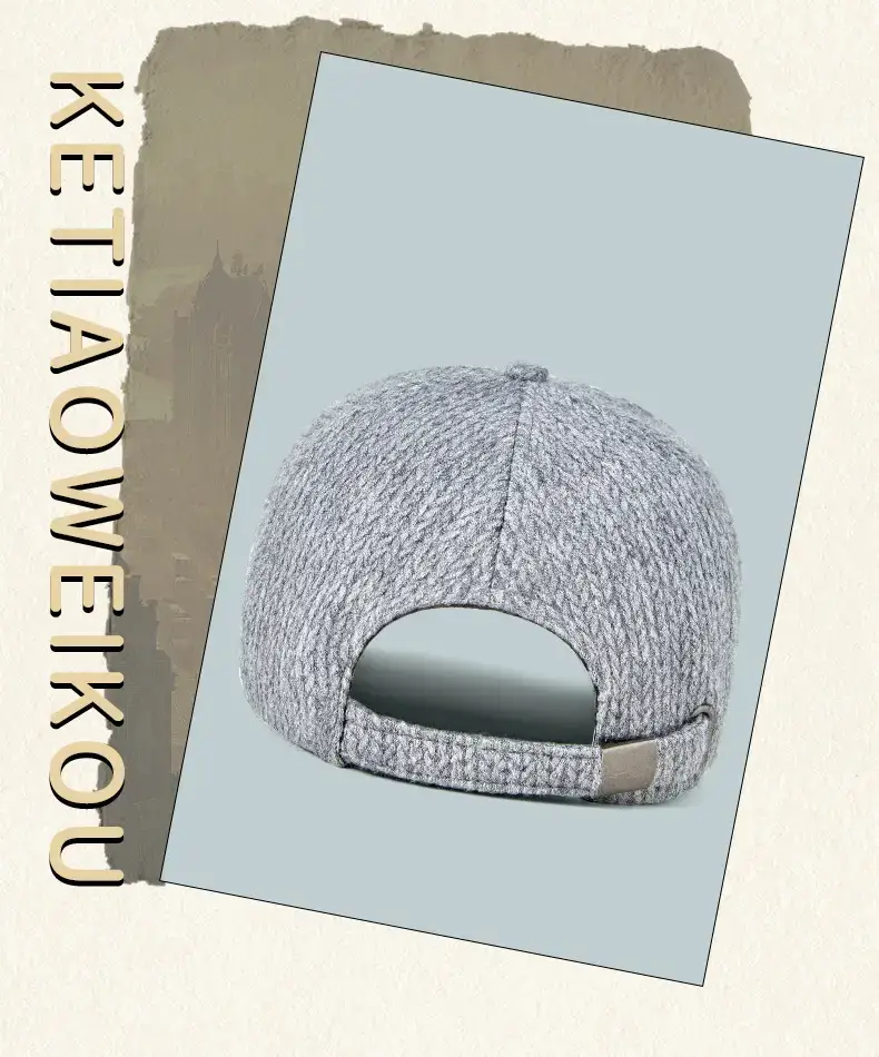 Grey Knit Baseball Cap for Men Winter Warm Windproof — feature 3
