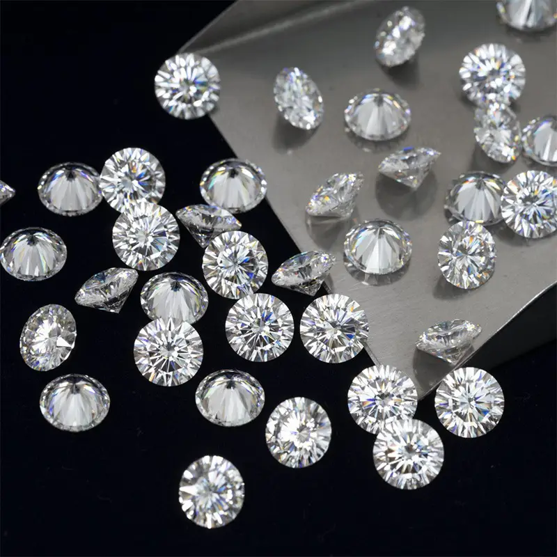 Moissanite Round Crystal 18K White Gold 10x18 - Image 2