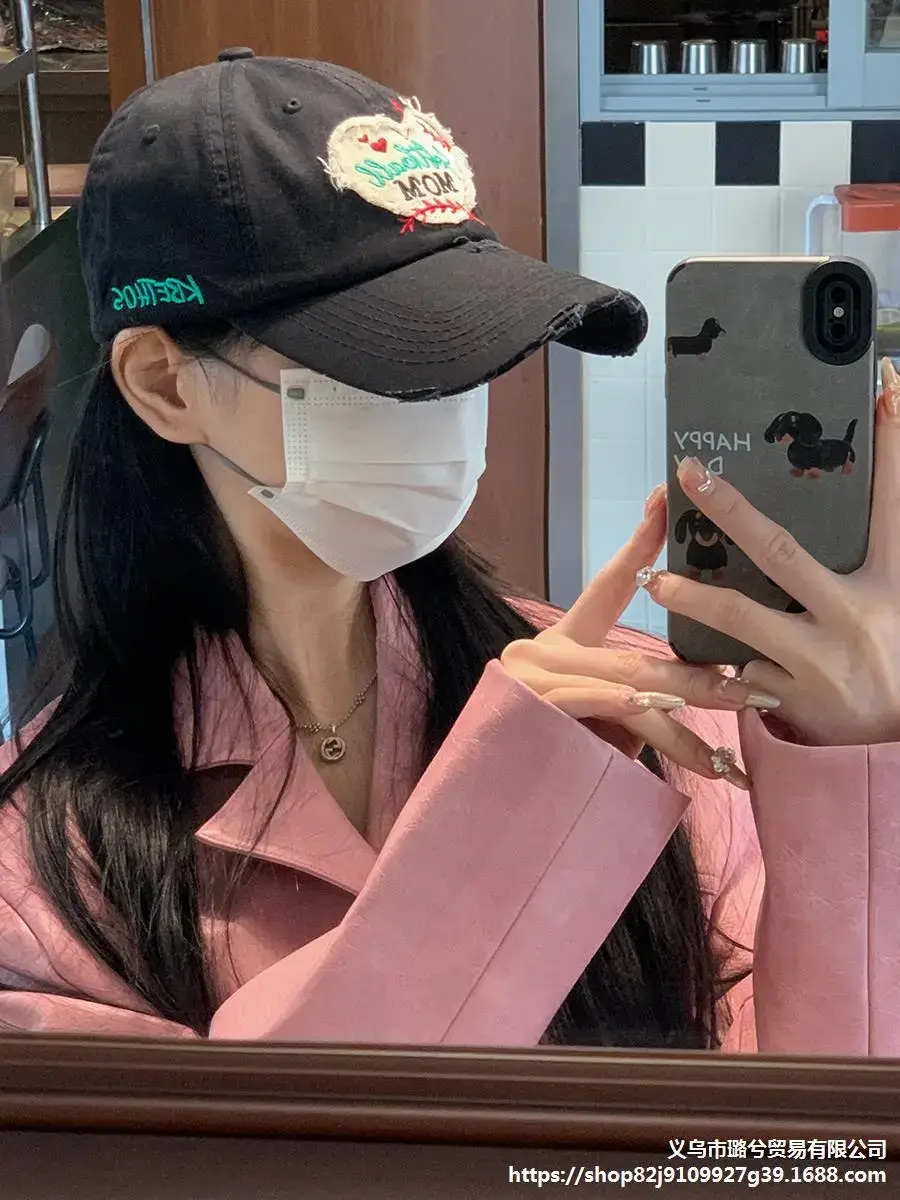Women Korean Letter Heart Cap Spring Summer Baseball Cap - Image 6