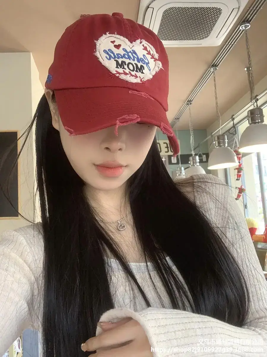 Women Korean Letter Heart Cap Spring Summer Baseball Cap - Image 8