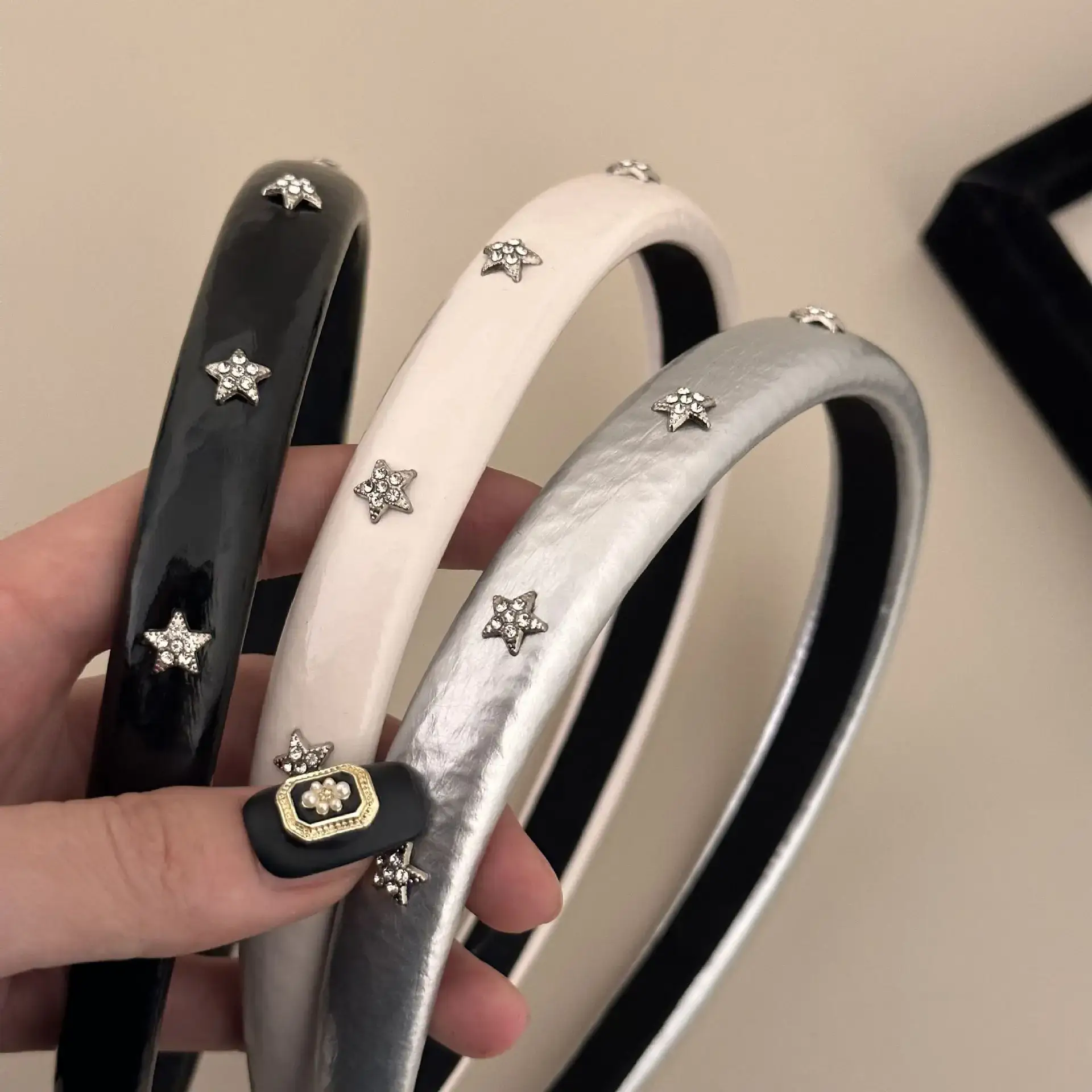 2025 New Silver Leather Star Rhinestone Headband for Women - Image 5