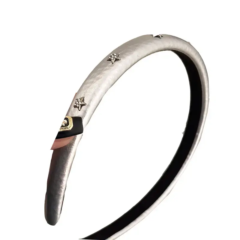 2025 New Silver Leather Star Rhinestone Headband for Women - Image 8
