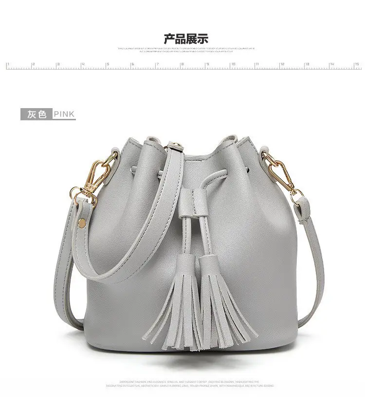Brown PU Bucket Bag with Tassel Drawstring for Women — feature 13