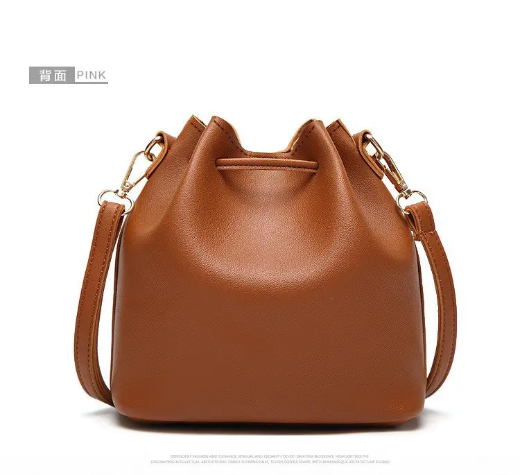 Brown PU Bucket Bag with Tassel Drawstring for Women — feature 17
