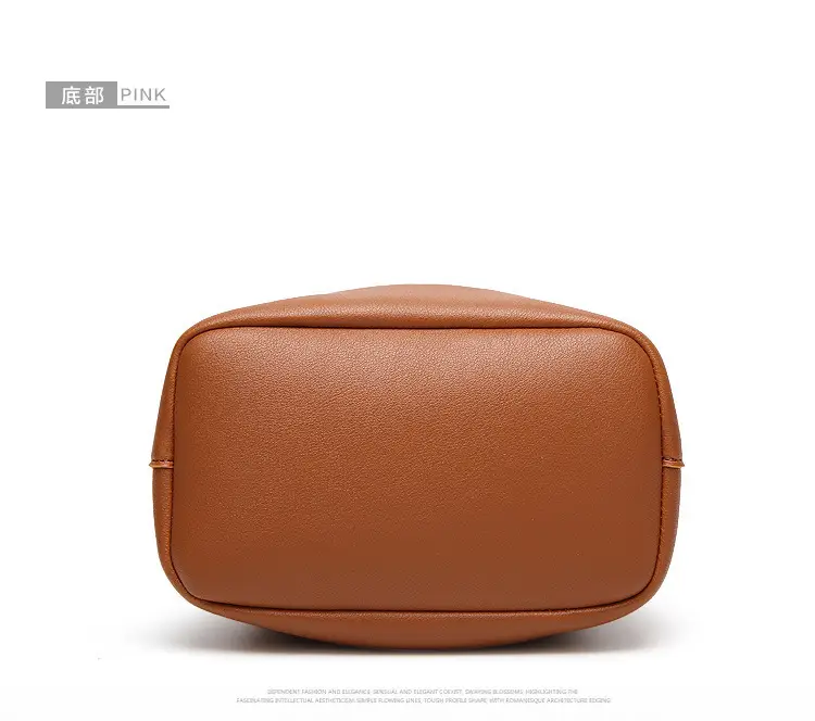 Brown PU Bucket Bag with Tassel Drawstring for Women — feature 18