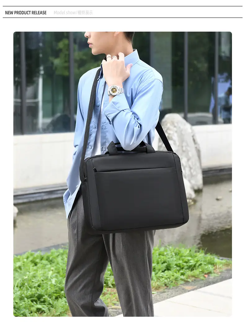 Men's Grey 15.6" Computer Bag Shoulder Messenger — feature 14