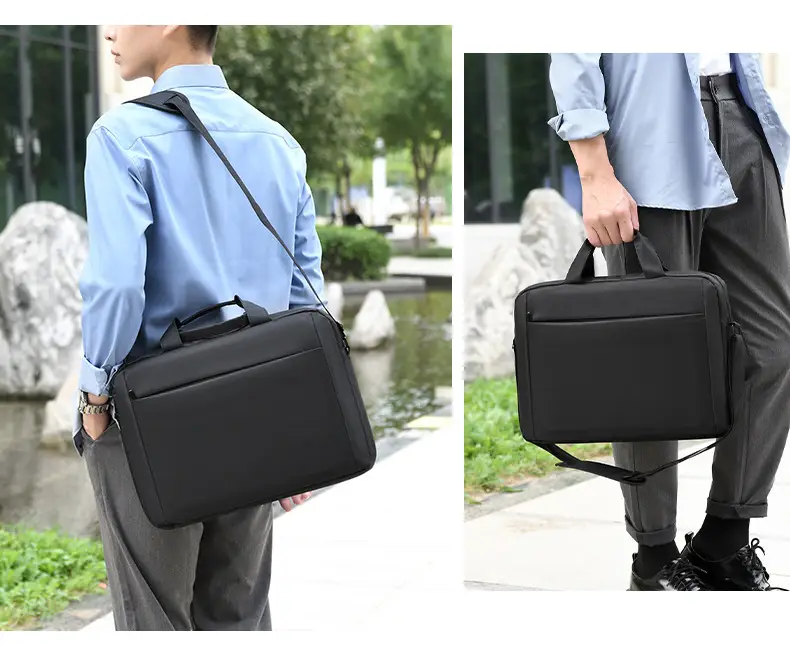 Men's Grey 15.6" Computer Bag Shoulder Messenger — feature 15