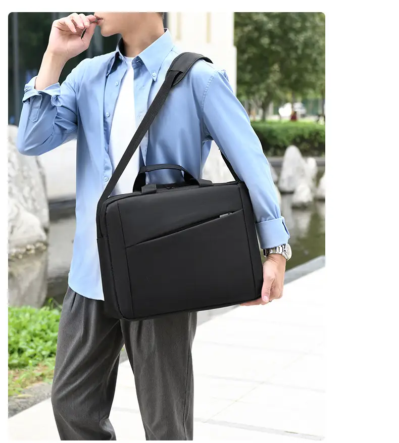 Men's Grey 15.6" Computer Bag Shoulder Messenger — feature 16
