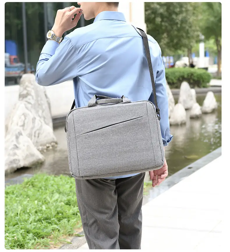 Men's Grey 15.6" Computer Bag Shoulder Messenger — feature 17