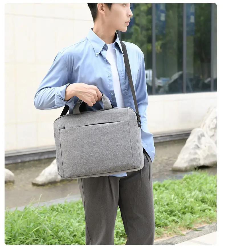Men's Grey 15.6" Computer Bag Shoulder Messenger — feature 18