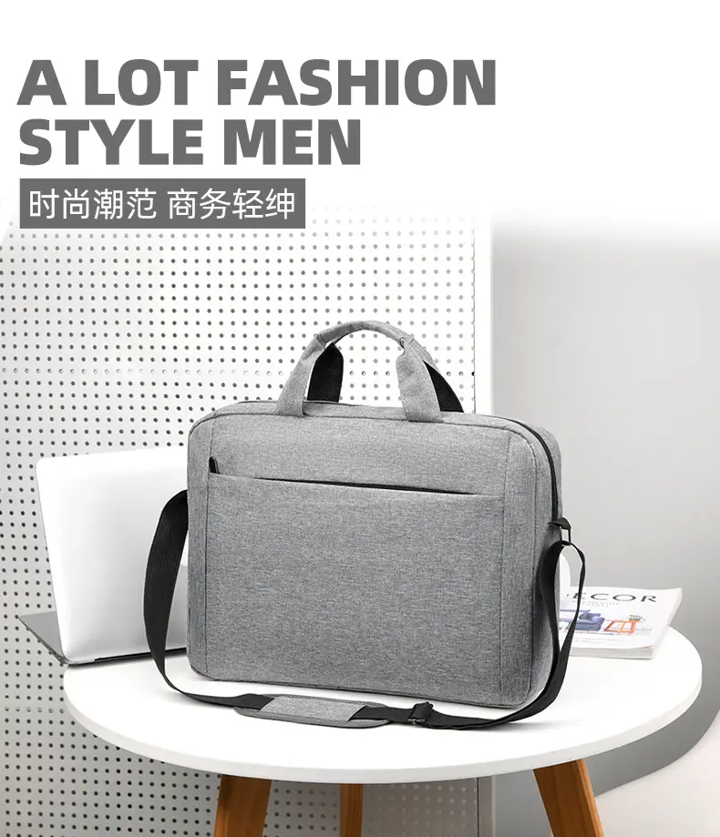 Men's Grey 15.6" Computer Bag Shoulder Messenger — feature 2