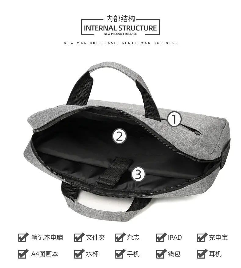 Men's Grey 15.6" Computer Bag Shoulder Messenger — feature 23