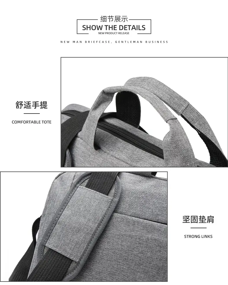 Men's Grey 15.6" Computer Bag Shoulder Messenger — feature 31