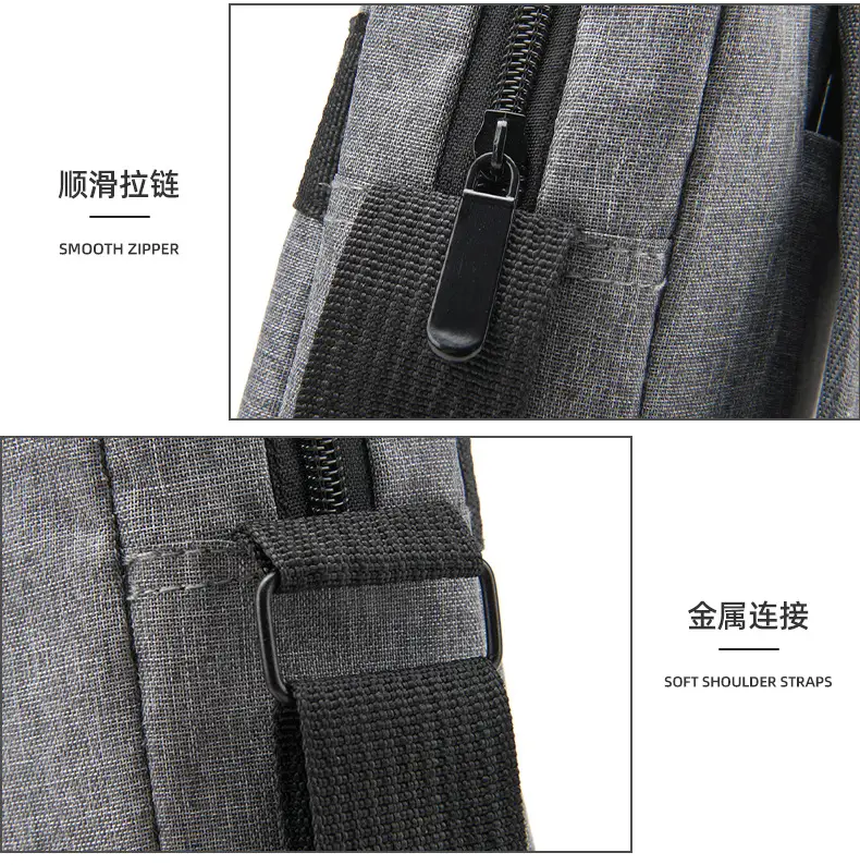 Men's Grey 15.6" Computer Bag Shoulder Messenger — feature 32