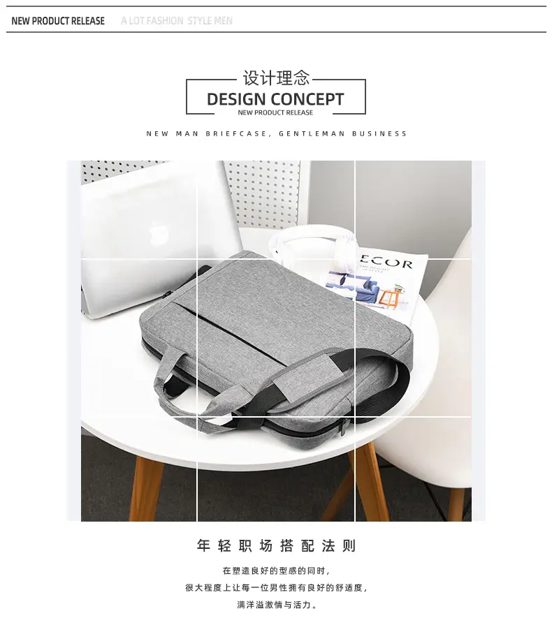 Men's Grey 15.6" Computer Bag Shoulder Messenger — feature 4