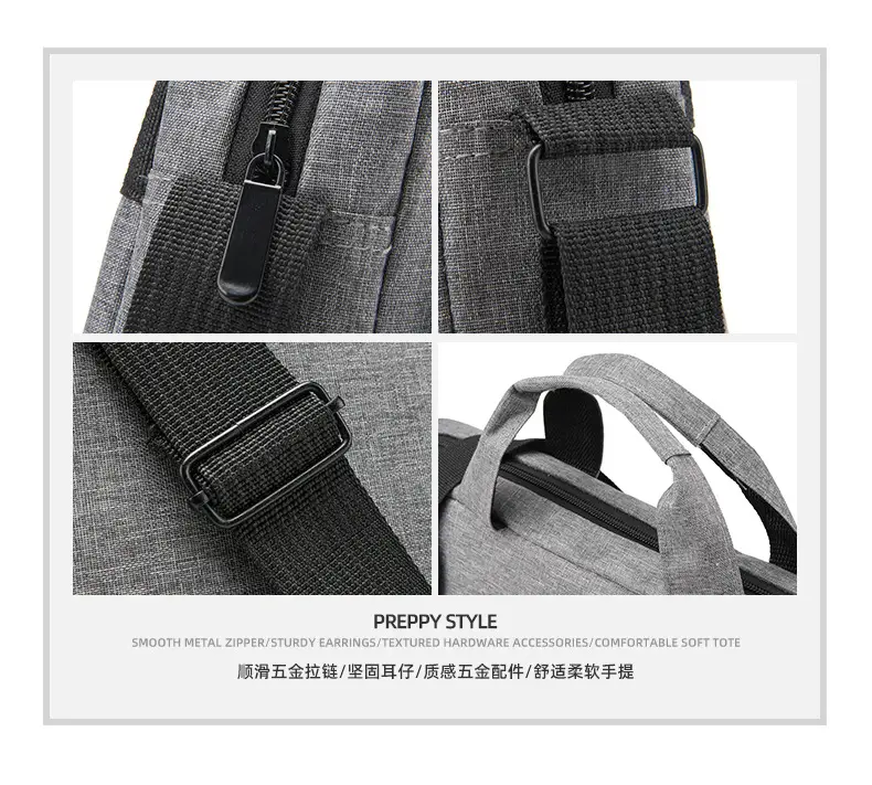 Men's Grey 15.6" Computer Bag Shoulder Messenger — feature 5