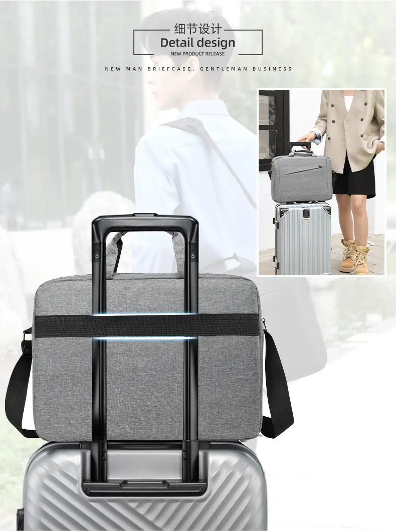 Men's Grey 15.6" Computer Bag Shoulder Messenger — feature 8