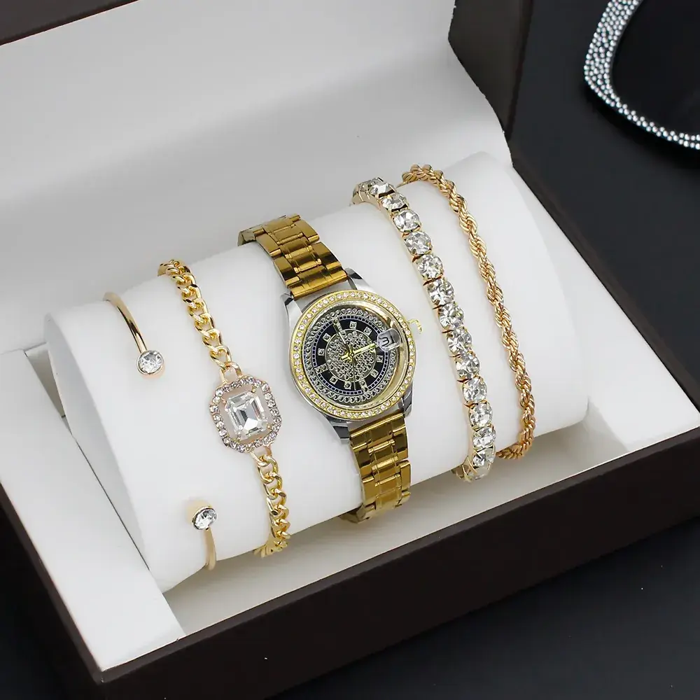 4pcs Light Luxury Women's Bracelet Watch Set - Image 3