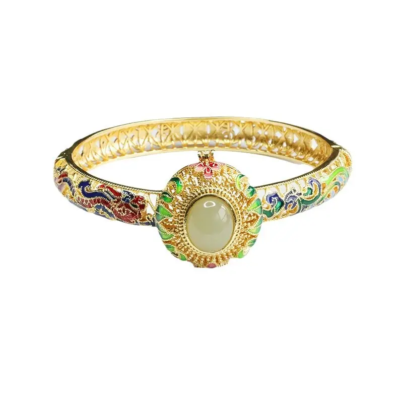 Guan Yu Hetian Jade Clear Water Bracelet Gold - Image 6