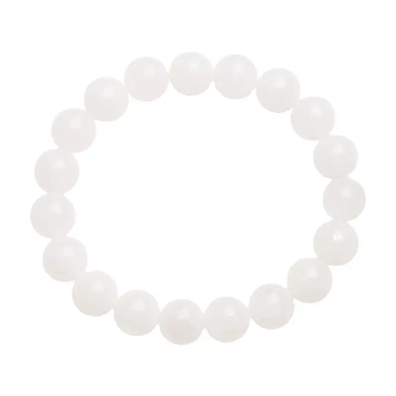 Jiuya White Jade Round Bead Bracelet Hotan - Image 7
