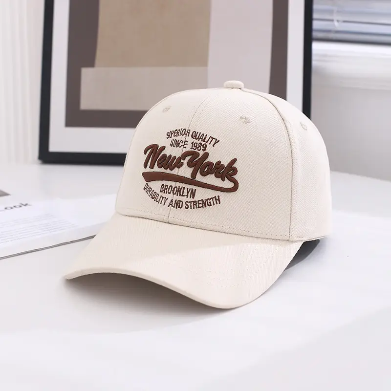 Women Korean Embroidered Beige Baseball Cap - Image 11