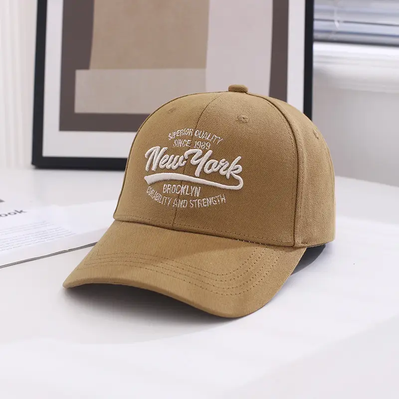 Women Korean Embroidered Beige Baseball Cap — feature 15