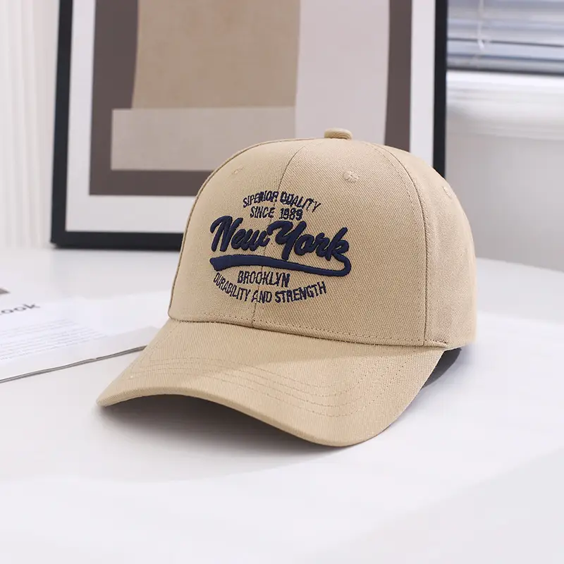 Women Korean Embroidered Beige Baseball Cap - Image 6