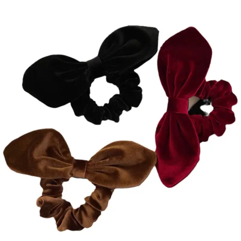 Vintage Velvet Bow Hair Bands Black Brown Red - Image 7
