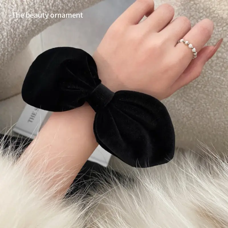 Vintage Velvet Bow Hair Bands Black Brown Red — feature 40