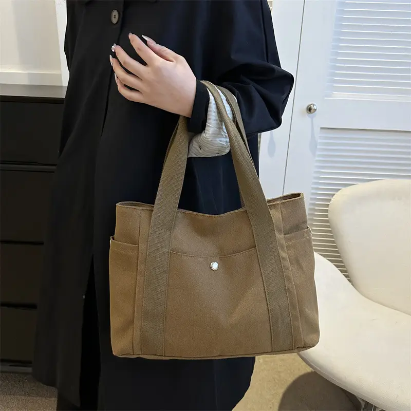 Women Canvas Shoulder Bag Large Capacity Book Loading Commuter
