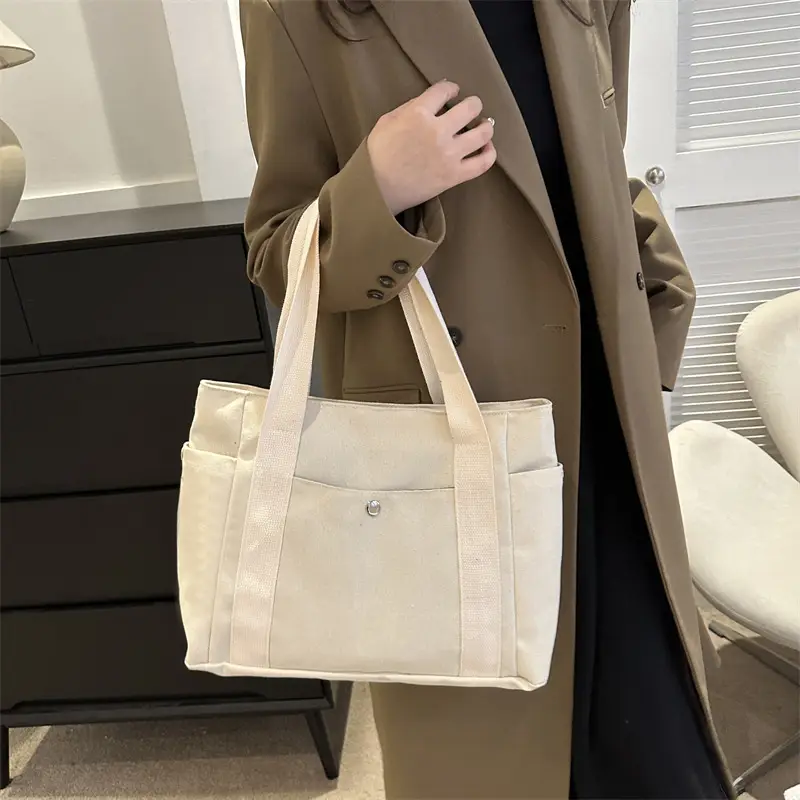 Women Canvas Shoulder Bag Large Capacity Book Loading Commuter