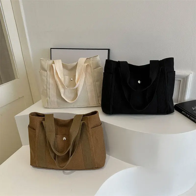 Women Canvas Shoulder Bag Large Capacity Book Loading Commuter