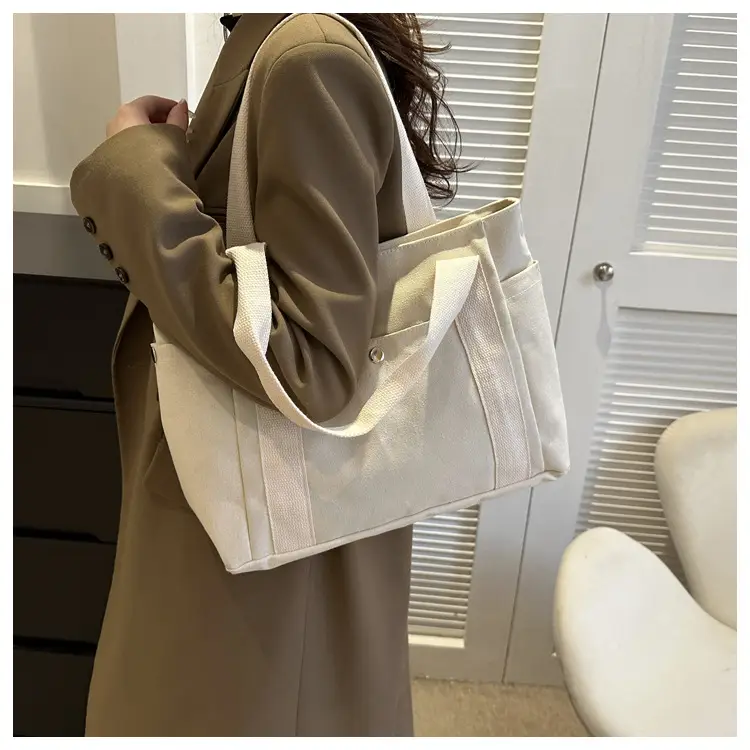 Women Canvas Shoulder Bag Large Capacity Book Loading Commuter — feature 14
