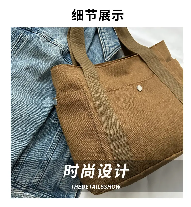 Women Canvas Shoulder Bag Large Capacity Book Loading Commuter — feature 3