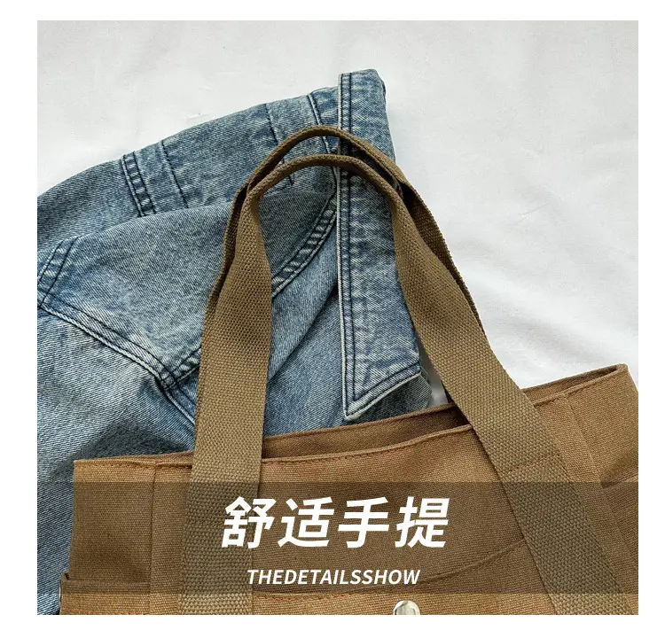 Women Canvas Shoulder Bag Large Capacity Book Loading Commuter — feature 4
