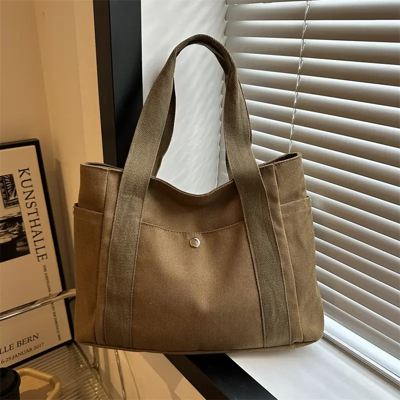 Women Canvas Shoulder Bag Large Capacity Book Loading Commuter