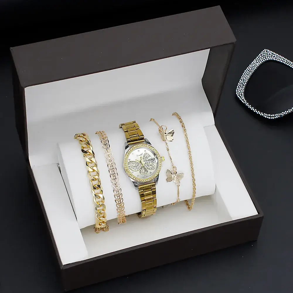 4PC Women's Luxury Watch Set with Diamonds - Image 4