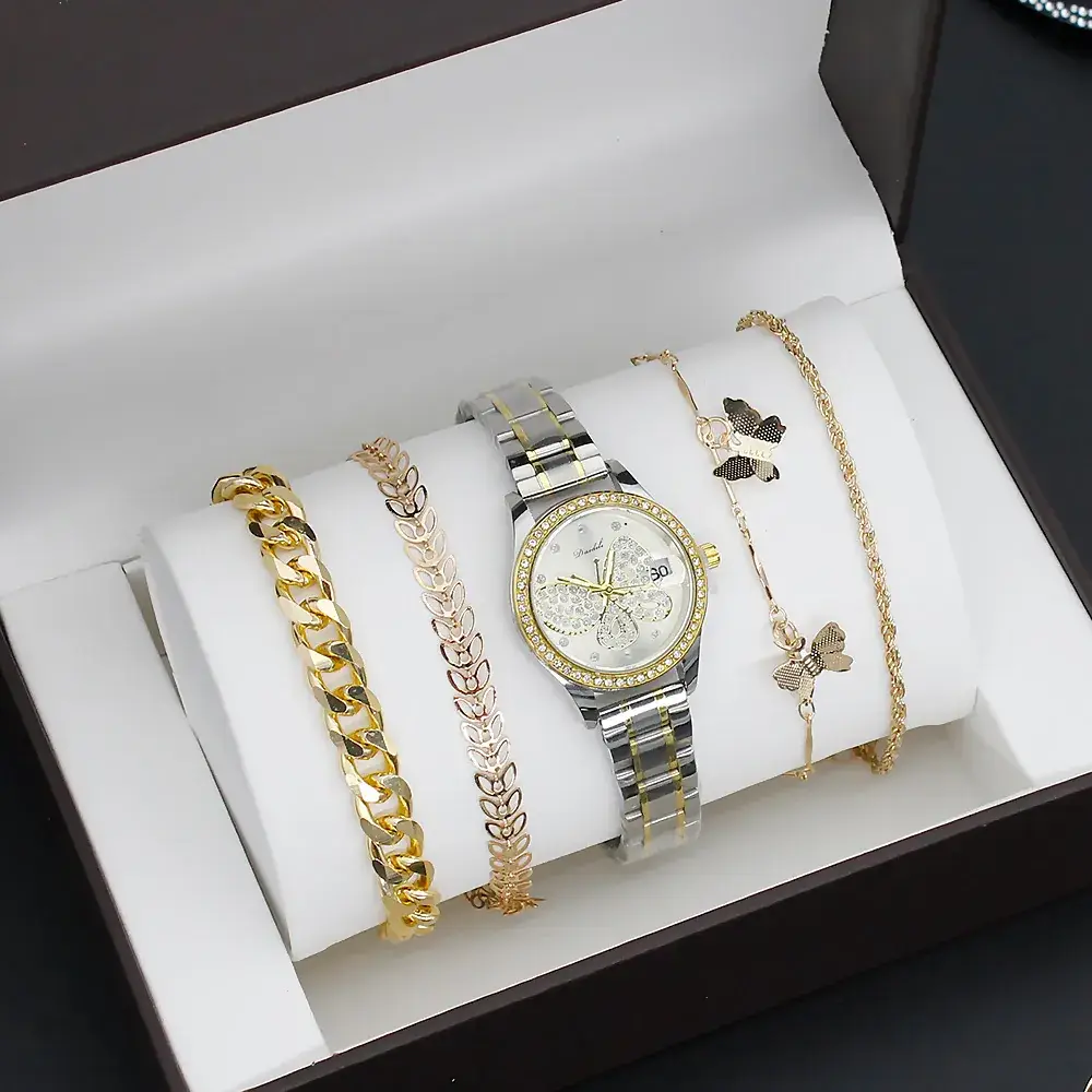 4PC Women's Luxury Watch Set with Diamonds - Image 2