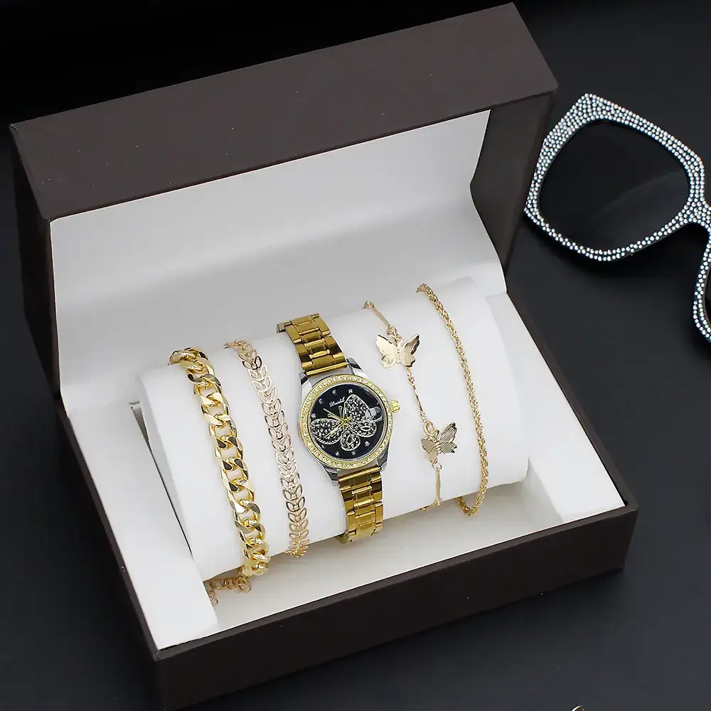 4PC Women's Luxury Watch Set with Diamonds - Image 3