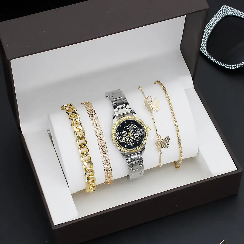 4PC Women's Luxury Watch Set with Diamonds - Image 5