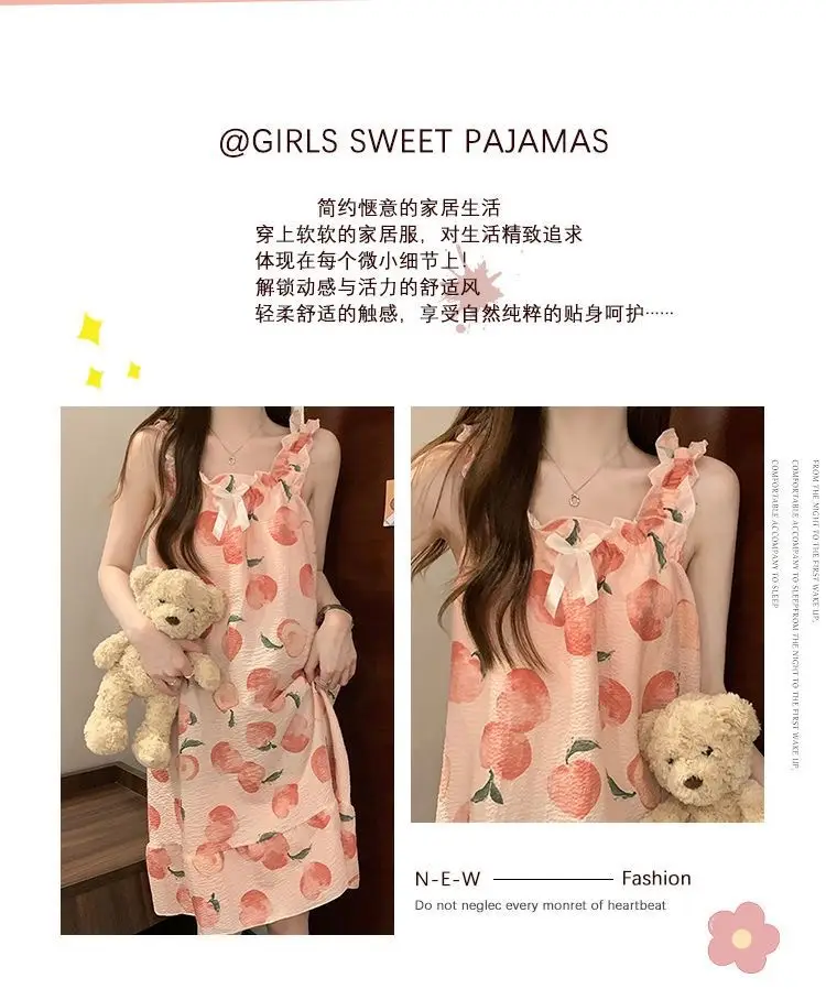 Fairy-Style Thin Polyester-Cotton Camisole Nightgown, Lazy Style, Breathable for Summer, Can Be Worn Outside, Girl's Home Wear, Sleeveless, Mid-Length — feature 19