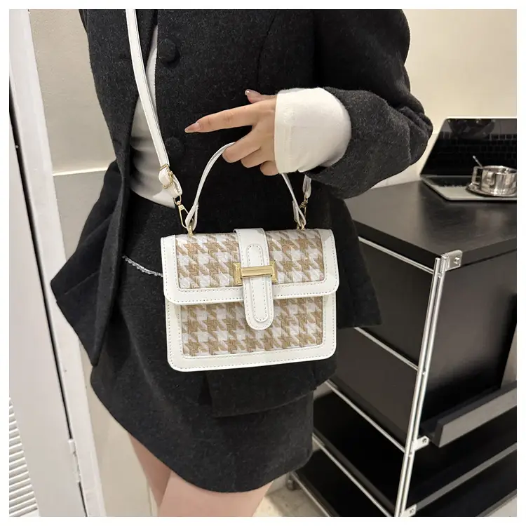 Houndstooth Black Textured Shoulder Bag Women 2024 — feature 24