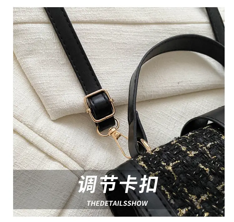 Houndstooth Black Textured Shoulder Bag Women 2024 — feature 4