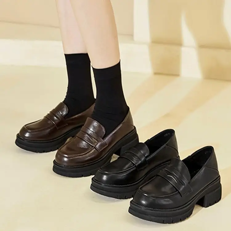 Women's Brown Leather Slip-on Loafers Spring 2024