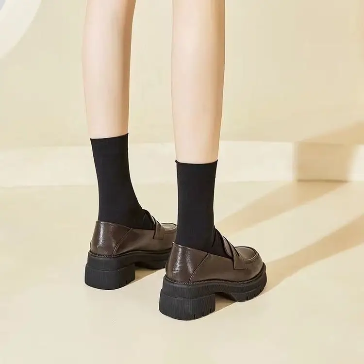 Women's Brown Leather Slip-on Loafers Spring 2024