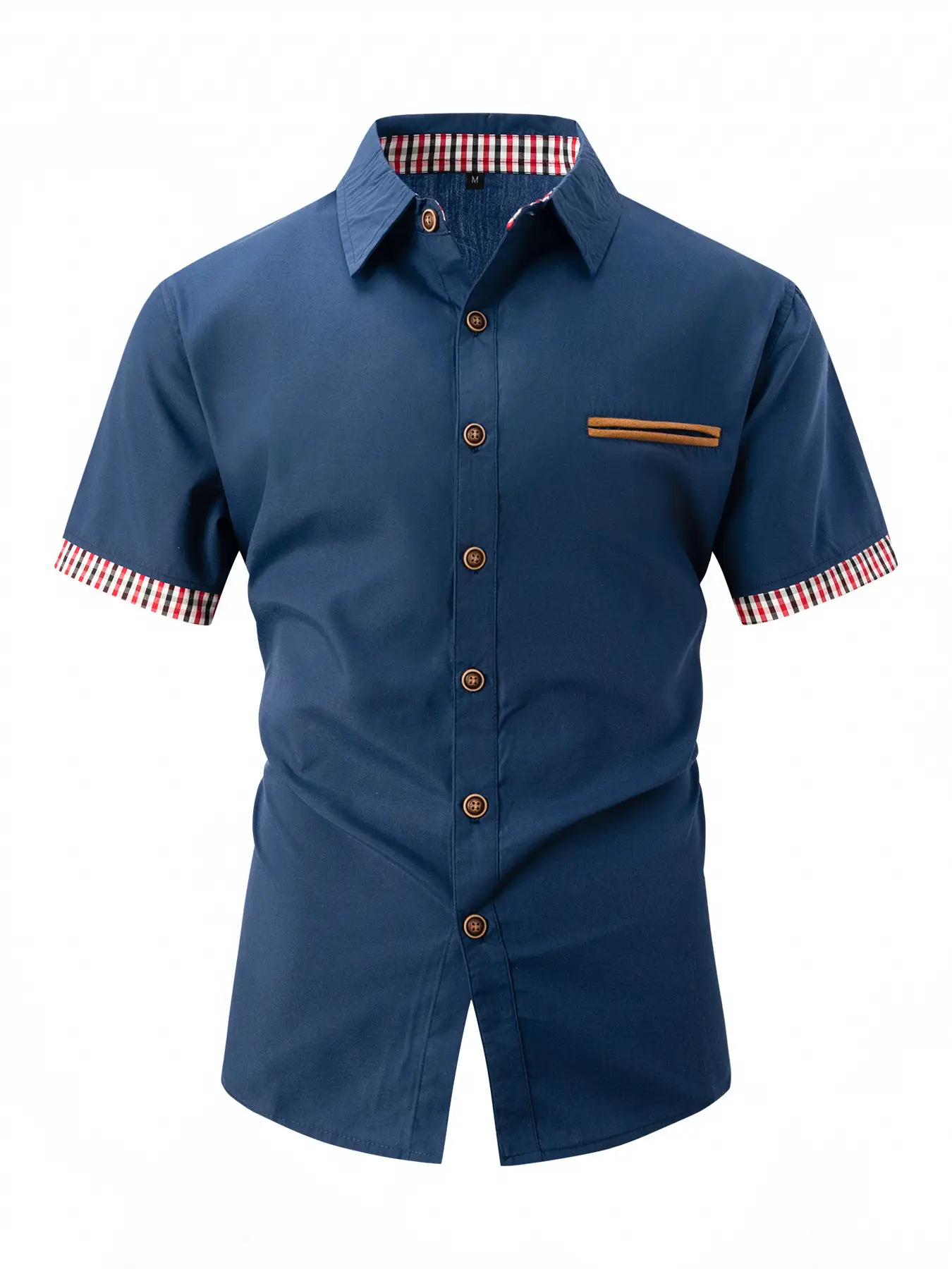 Men Black Plaid Short Sleeve Business Shirt — feature 10