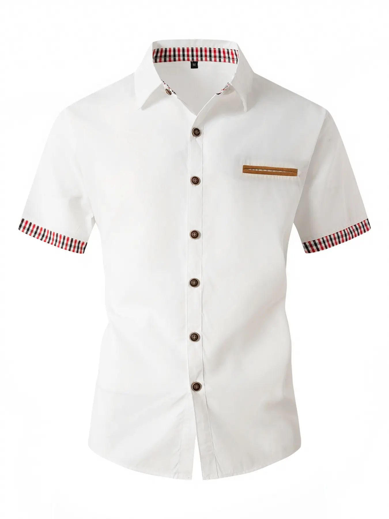 Men Black Plaid Short Sleeve Business Shirt — feature 13