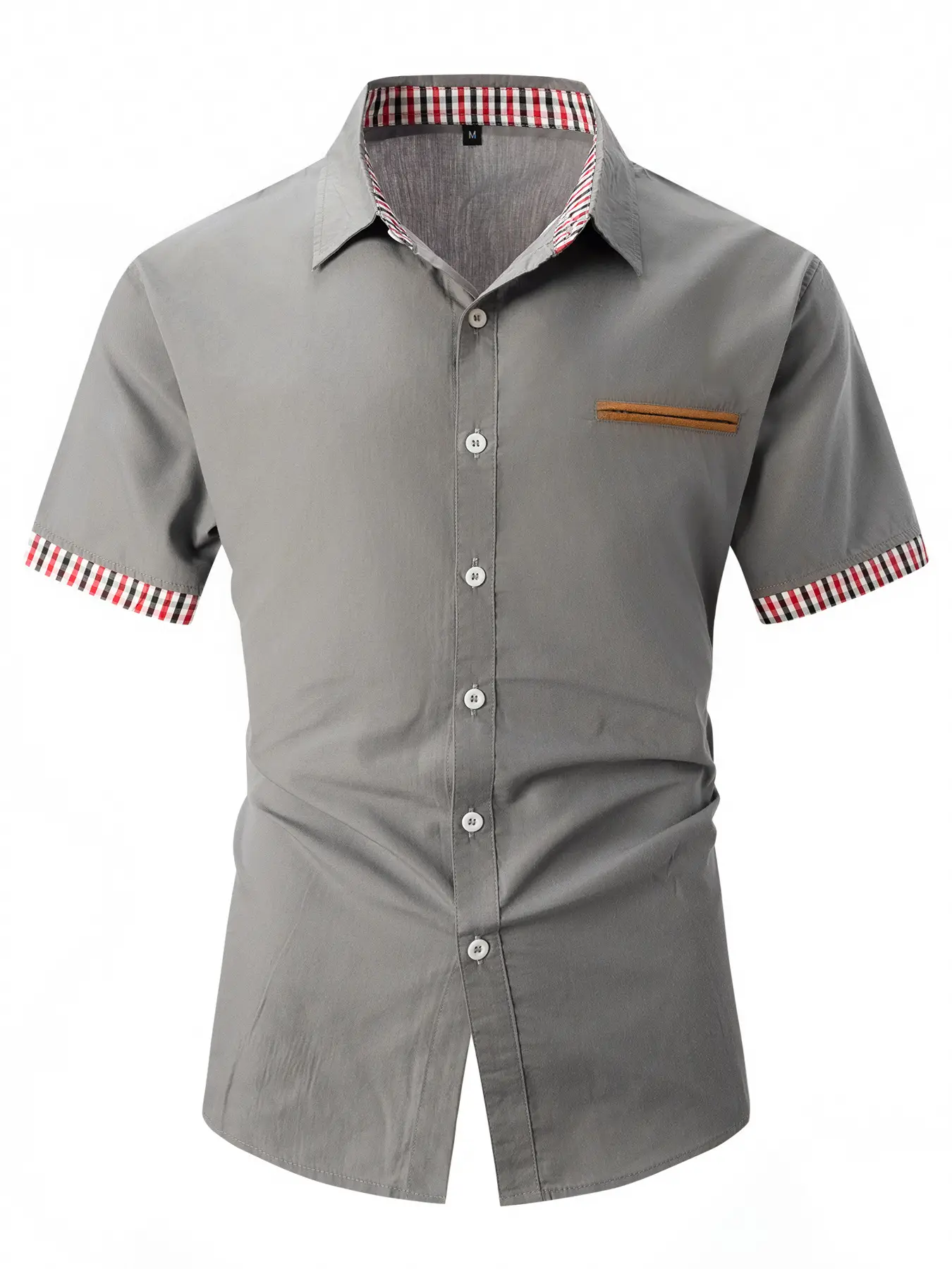 Men Black Plaid Short Sleeve Business Shirt - Image 3