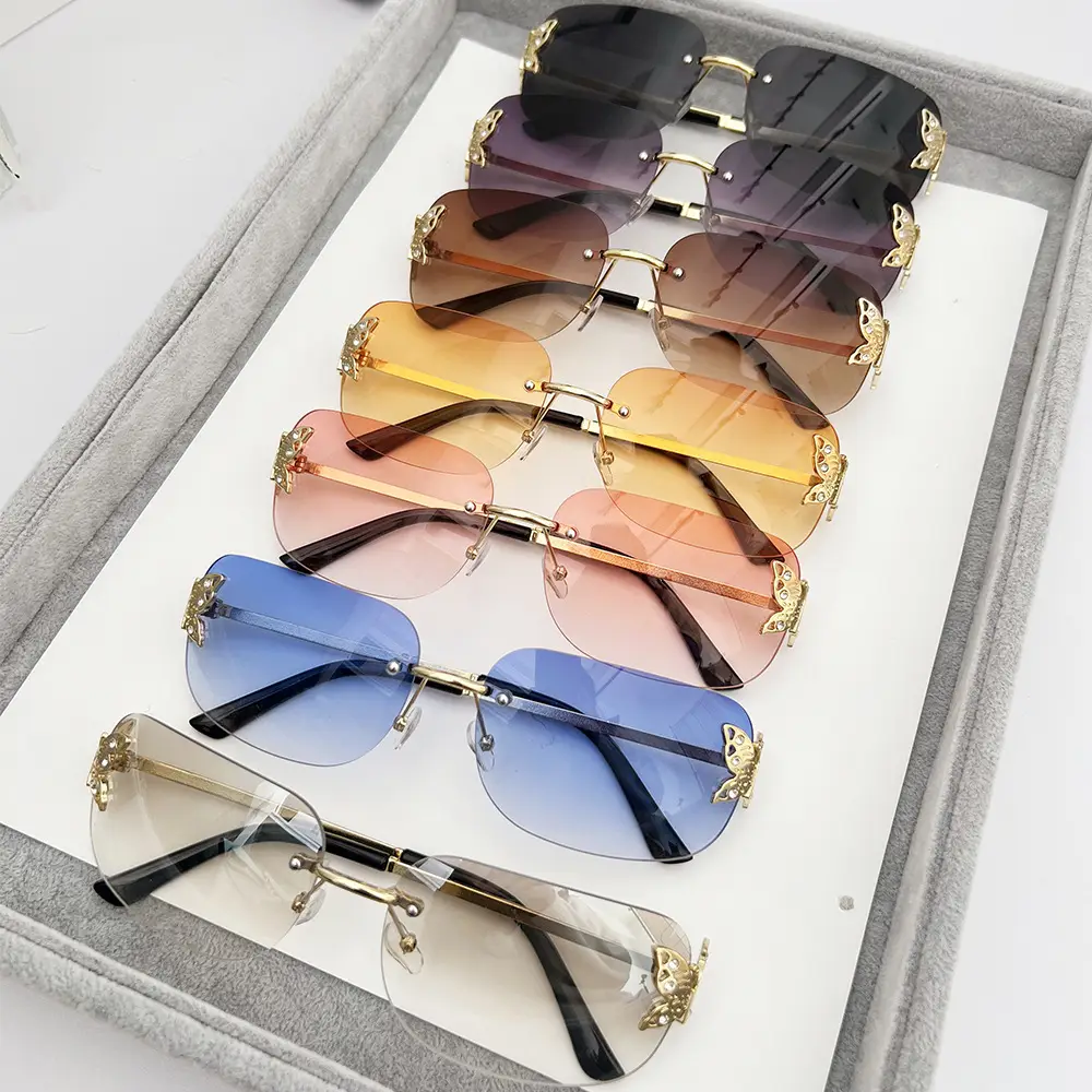 Butterfly Sunglasses for Women with Square Rim & Gold Tint - Image 8