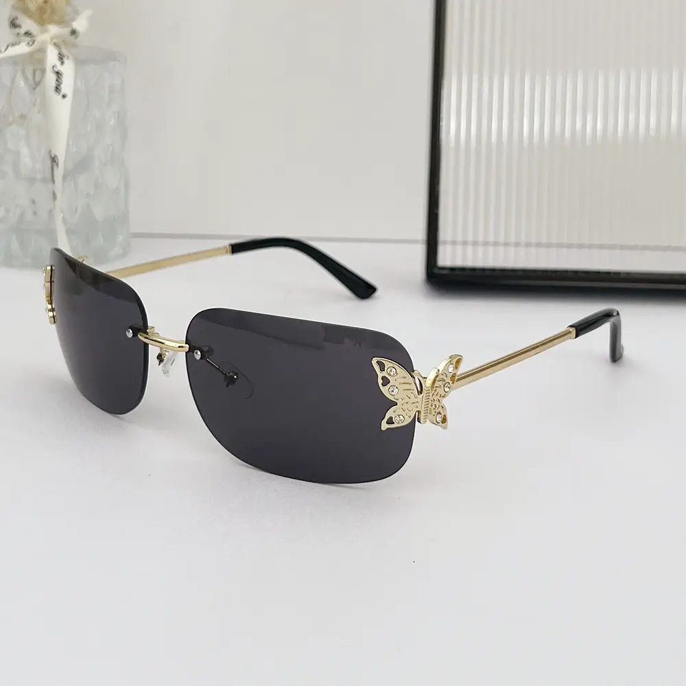 Butterfly Sunglasses for Women with Square Rim & Gold Tint - Image 10